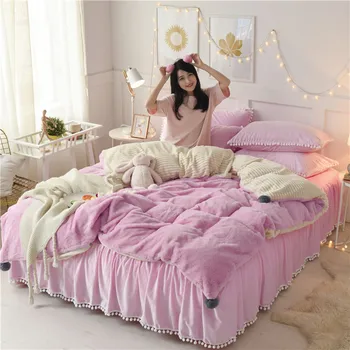 Pink White Fleece Fabric Winter Thick Pure Color Crystal velvet Bedding Set Mink Velvet Duvet Cover Bed Sheet Linen Pillowcase
Pink White Fleece Fabric Winter Thick Pure Color Crystal velvet Bedding Set Mink Velvet Duvet Cover Bed Sheet Linen Pillowcase