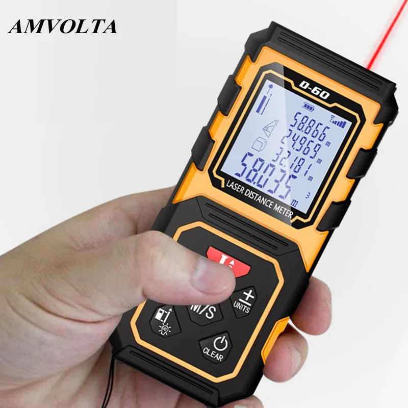 

Amvolta Laser Rangefinder 40M 60m 80m 100m Laser Distance Meter Digital Trena Laser Tape Range Finder Measure Electronic Level