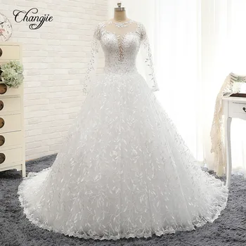 Vestidos de novia New Elegant Wedding Dresses 2018 O-Neck Long Sleeves Chapel Train Lace Ball Gown Bride Dresses
Vestidos de novia New Elegant Wedding Dresses 2018 O-Neck Long Sleeves Chapel Train Lace Ball Gown Bride Dresses