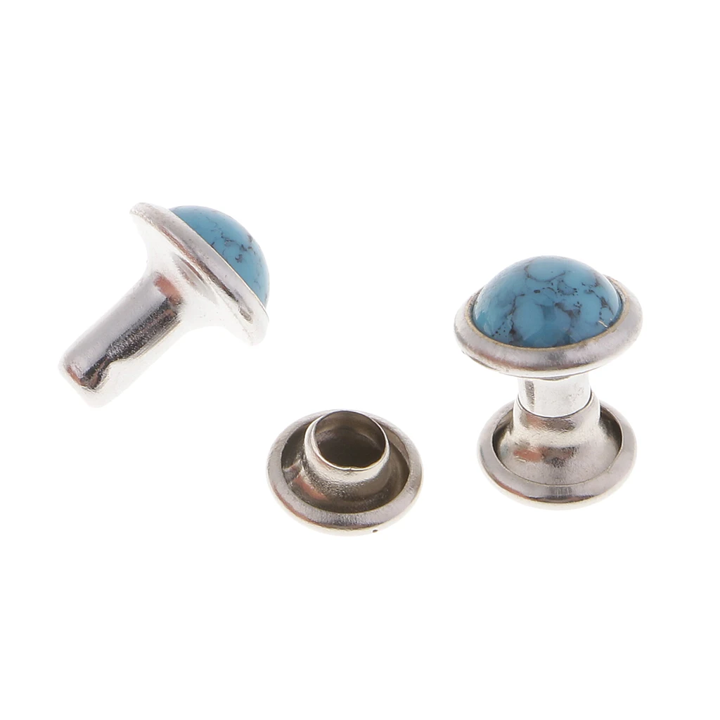 20 Sets Turquoise Decoration Rivets Punk Studs Spikes Garment Bags Shoes Leather Belts Leather Craft DIY Decoration 7mm