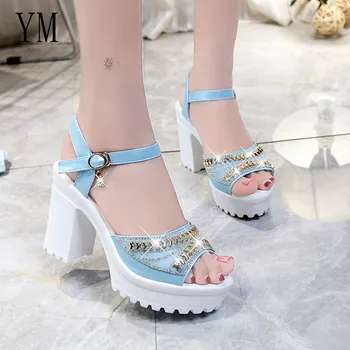 Summer Chunky High Heels Women's Shoes With Open Toe Crystal Sexy Word Buckle Platfor Women Sandals Ankle Strap Rome Shoes
Summer Chunky High Heels Women's Shoes With Open Toe Crystal Sexy Word Buckle Platfor Women Sandals Ankle Strap Rome Shoes