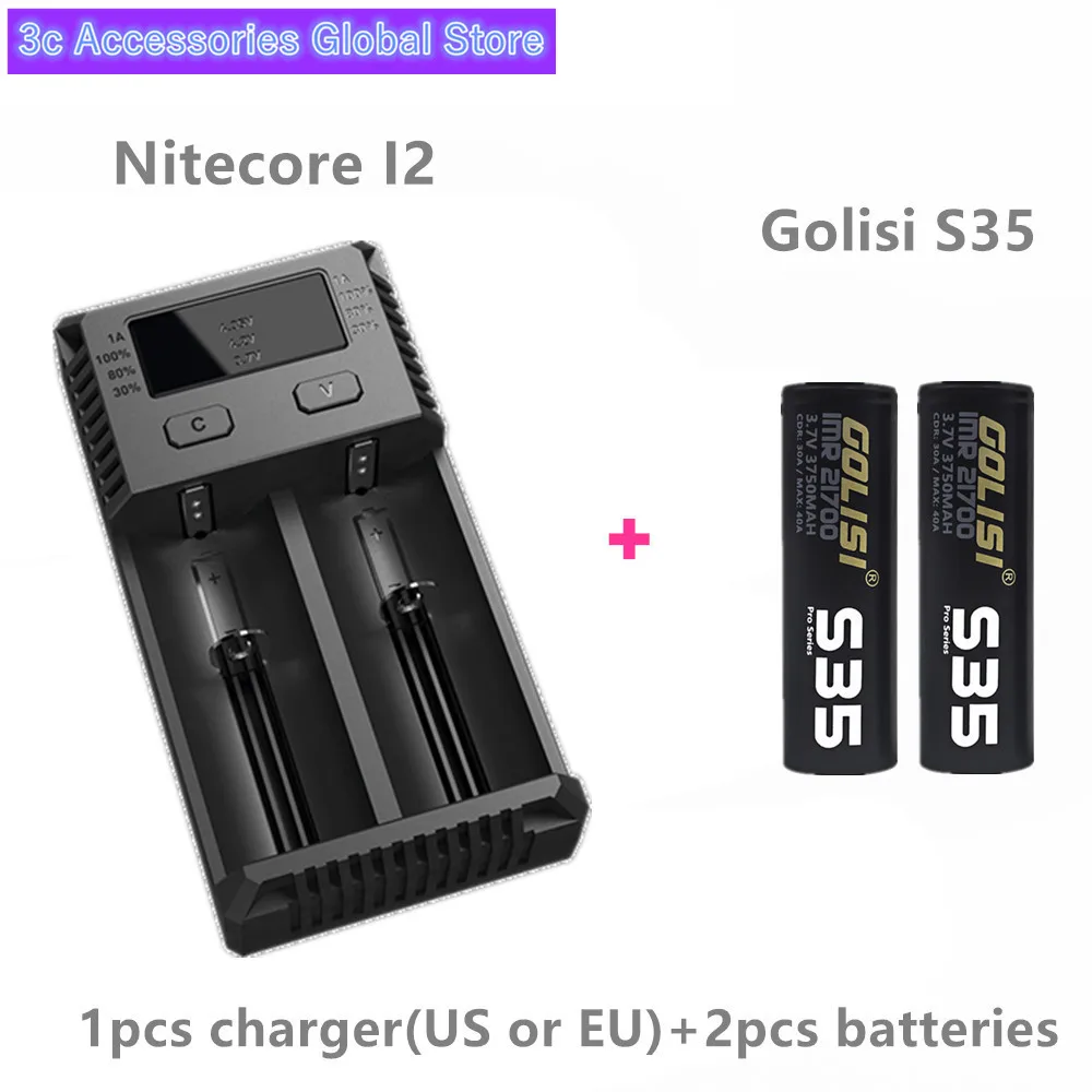 2pcs GOLISI S35 IMR 21700 3750mah CDR 30A MAX 40A E-CIG rechargeable battery for VAPE with Nitecore I2 charger XTAR VC2 charger
2pcs GOLISI S35 IMR 21700 3750mah CDR 30A MAX 40A E-CIG rechargeable battery for VAPE with Nitecore I2 charger XTAR VC2 charger