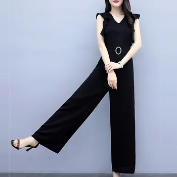 Elegant Black Office Lady Jumpsuits Ruffle Sleeveless Rompers Casual Summer Work Wear V Neck Women Jumpsuits
Elegant Black Office Lady Jumpsuits Ruffle Sleeveless Rompers Casual Summer Work Wear V Neck Women Jumpsuits