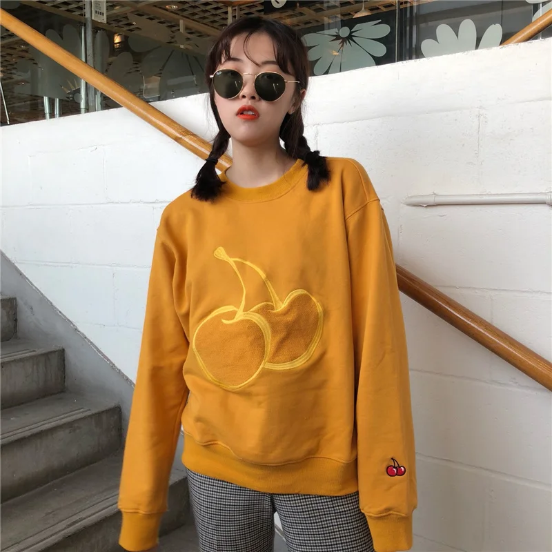 Harajuku Kawaii Korean Lolita Girl Cherry Embroidery Long Sleeve Pullover Jumper Hoodie Cute Women Ulzzang Sweatshirt Winter Top
Harajuku Kawaii Korean Lolita Girl Cherry Embroidery Long Sleeve Pullover Jumper Hoodie Cute Women Ulzzang Sweatshirt Winter Top