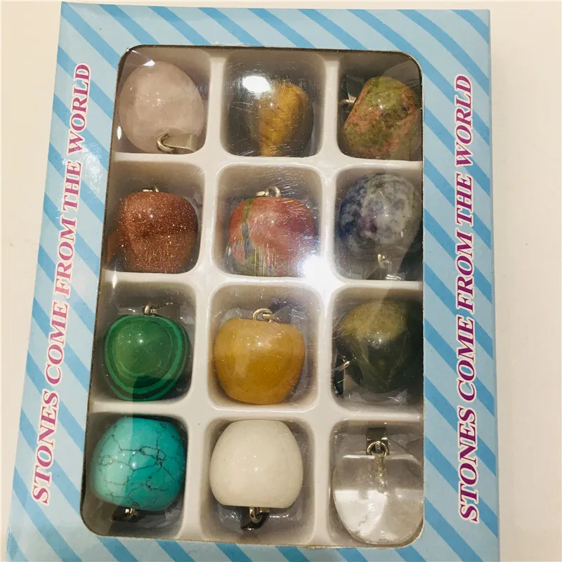 12pc natural crystal jewel apple decoration