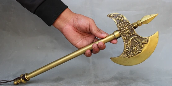 003448 20" Chinese Bronze FengShui Dragon Head Statue Protect Weapon Axe Talismans
003448 20" Chinese Bronze FengShui Dragon Head Statue Protect Weapon Axe Talismans