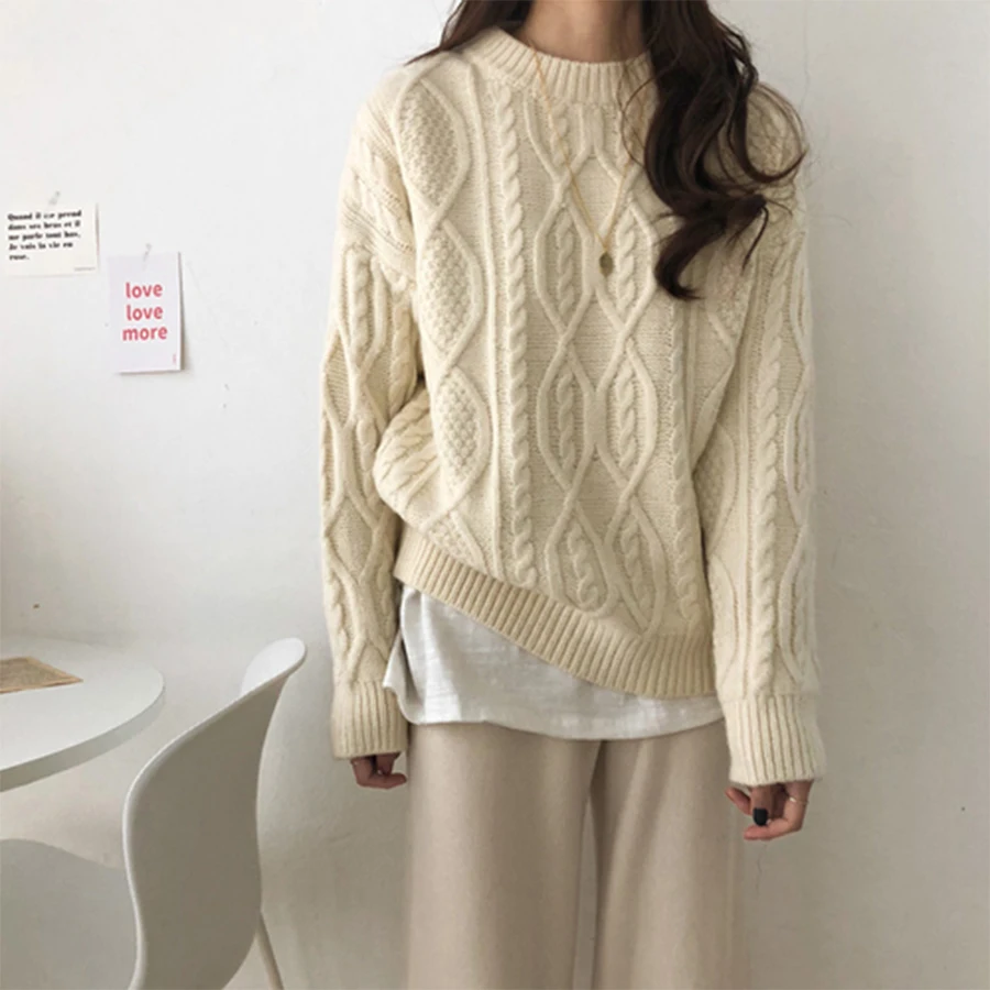 Autumn Winter Casual Twist Sweaters Women Korea Loose Simple Knit Sweater Ladies Vintage Warm Oversized Slim Pullovers Female
Autumn Winter Casual Twist Sweaters Women Korea Loose Simple Knit Sweater Ladies Vintage Warm Oversized Slim Pullovers Female
