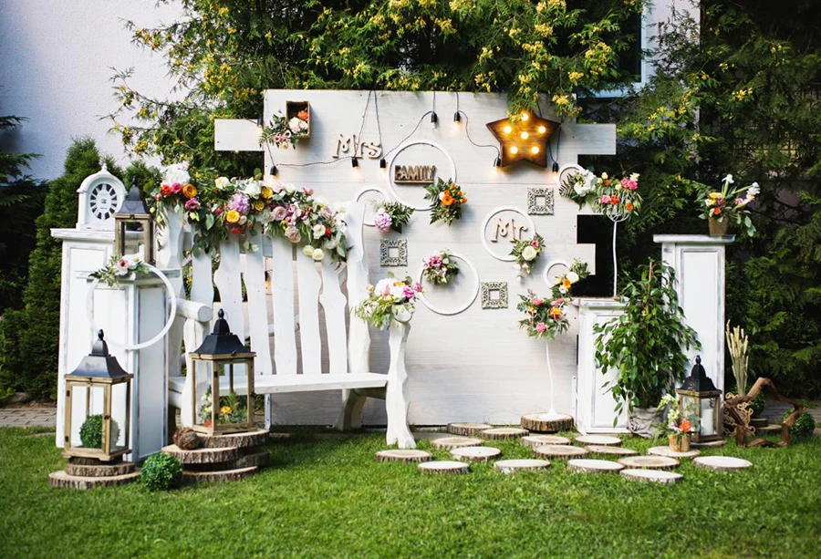 Laeacco Yard Wooden Bench Board Flowers Lamp Wedding Photography Backgrounds Customized Photographic Backdrops For Photo Studio
Laeacco Yard Wooden Bench Board Flowers Lamp Wedding Photography Backgrounds Customized Photographic Backdrops For Photo Studio