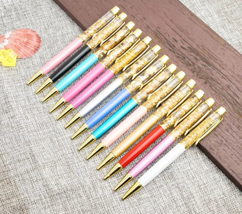 5pcs/lot Cute Flow Oil Crystal Gold foil Ball Point Pen gold powder quicksand pen gold clip custom logo gift pen
5pcs/lot Cute Flow Oil Crystal Gold foil Ball Point Pen gold powder quicksand pen gold clip custom logo gift pen