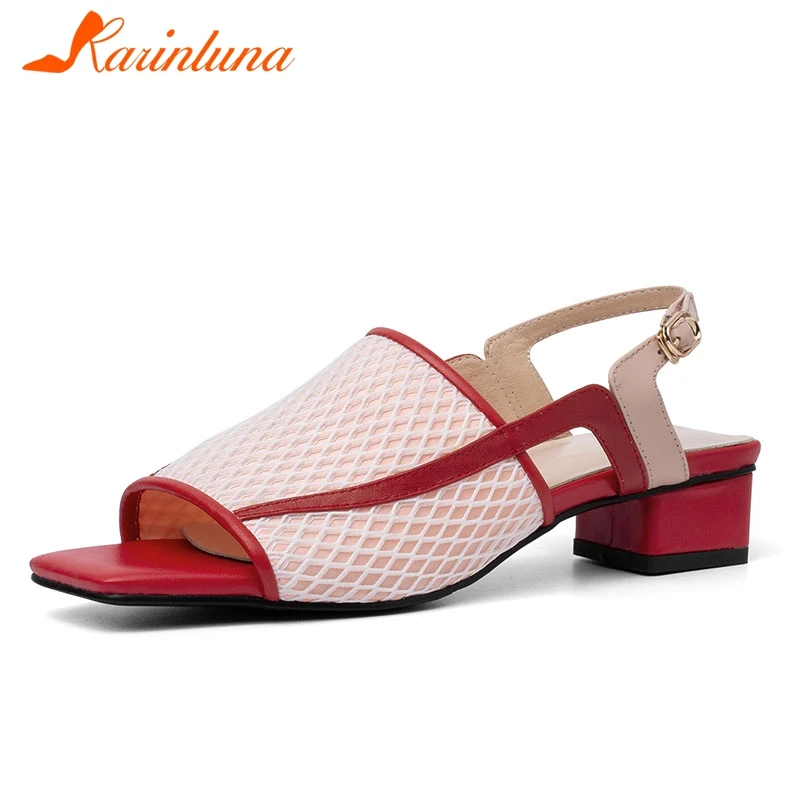 KARINLUNA 2019 Genuine Leather Summer Party Elegant Women Shoes Air Mesh Woman Chunky Heel Sandals Shoes Woman
KARINLUNA 2019 Genuine Leather Summer Party Elegant Women Shoes Air Mesh Woman Chunky Heel Sandals Shoes Woman