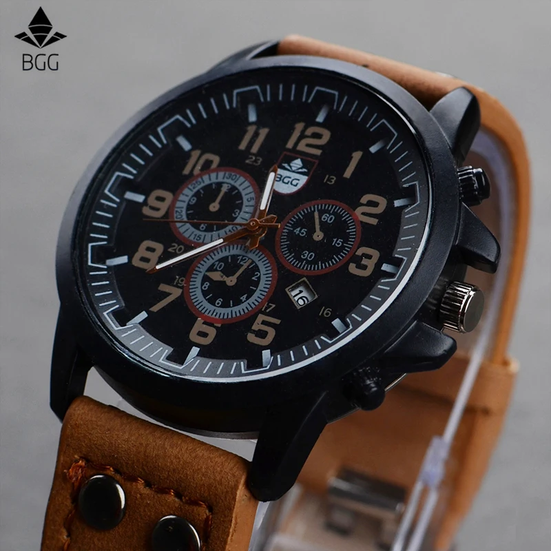 New 2017 Fashion Gold Quartz Watch Men Military Leather Strap Watches Luxury Brand Casual Relogio Masculino Wristwatches Brown
New 2017 Fashion Gold Quartz Watch Men Military Leather Strap Watches Luxury Brand Casual Relogio Masculino Wristwatches Brown