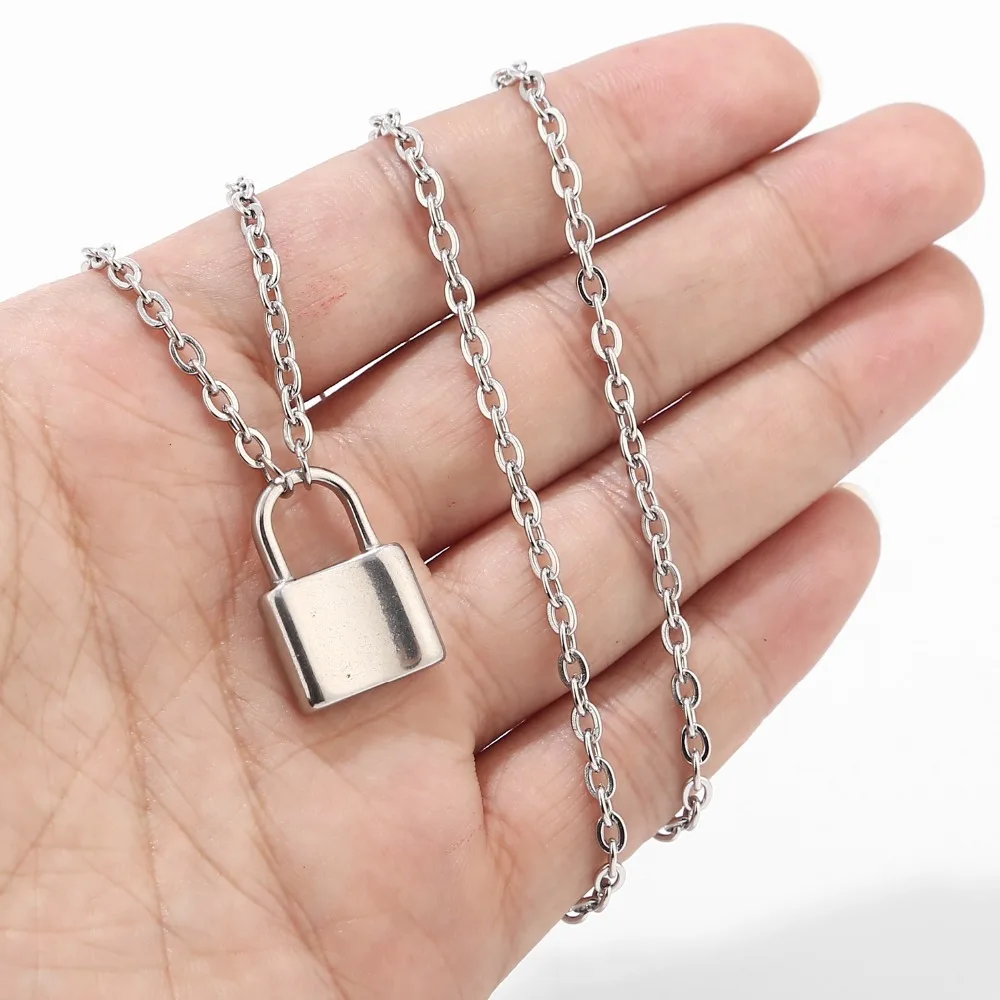 2pcs Punk Style Lock Necklace Pendant Men Women Dress up Waterproof Stainless Steel Personality 2019
2pcs Punk Style Lock Necklace Pendant Men Women Dress up Waterproof Stainless Steel Personality 2019