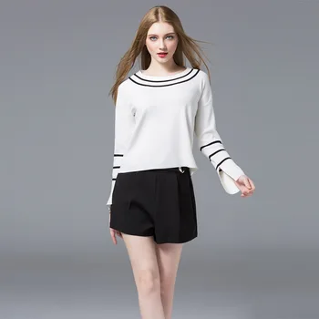 2018 Euro Style New Style Stripe Panelled All Matched Jersey Drop Shoulder Sleeve Fashion Casual Women Pullover Knitted Sweater
2018 Euro Style New Style Stripe Panelled All Matched Jersey Drop Shoulder Sleeve Fashion Casual Women Pullover Knitted Sweater
