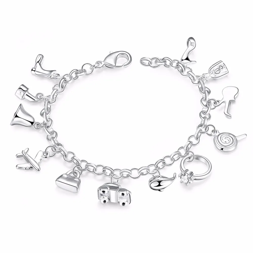 Pretty Bracelets 925 stamp silver color Aaa Zircon Crystal Bracelets 12 Pendants Charms Bangles For Woman New Fine Jewelry
Pretty Bracelets 925 stamp silver color Aaa Zircon Crystal Bracelets 12 Pendants Charms Bangles For Woman New Fine Jewelry