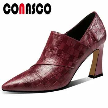 CONASCO Top Quality Women High Heels Pointed Toe Party Wedding Shoes Woman Zipper Fashion Genuine Leather Spring Summer Shoes
CONASCO Top Quality Women High Heels Pointed Toe Party Wedding Shoes Woman Zipper Fashion Genuine Leather Spring Summer Shoes
