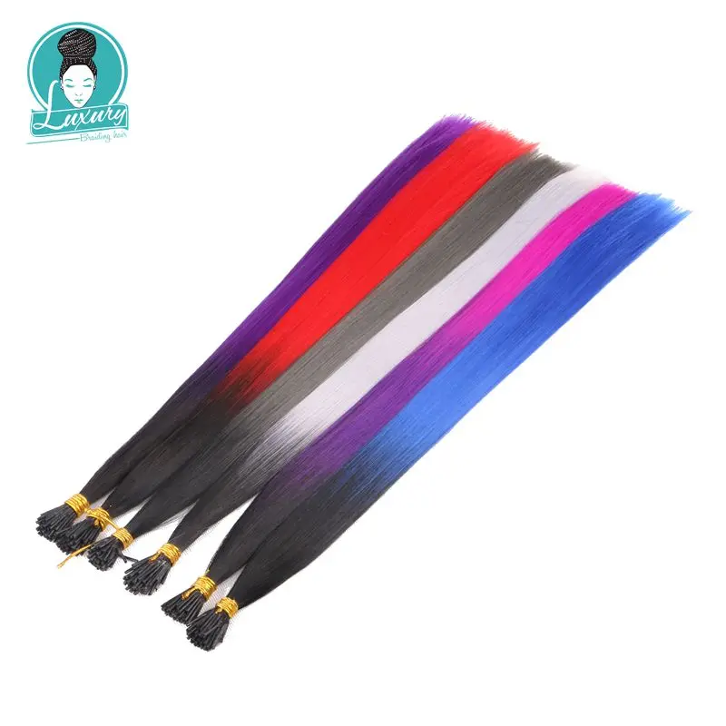rainbow color synthetic i tip hair extensions92
