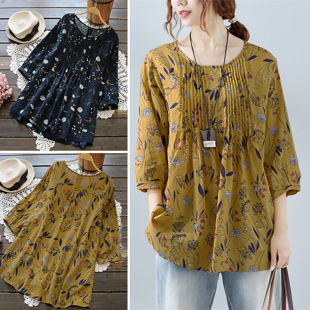 Fashion 2018 Summer Women Boho Blouse Cotton Loose Floral Print Shirt Top 3/4 Sleeve Blusa Feminina Casual Camisa Plus Size 5XL
Fashion 2018 Summer Women Boho Blouse Cotton Loose Floral Print Shirt Top 3/4 Sleeve Blusa Feminina Casual Camisa Plus Size 5XL