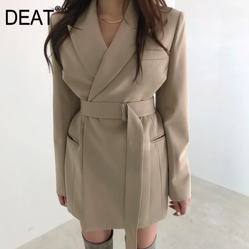 DEAT 2019 new spring fashion women clothing turn-down collar full sleeves high waist belts single breasted female jacket WD73704
DEAT 2019 new spring fashion women clothing turn-down collar full sleeves high waist belts single breasted female jacket WD73704