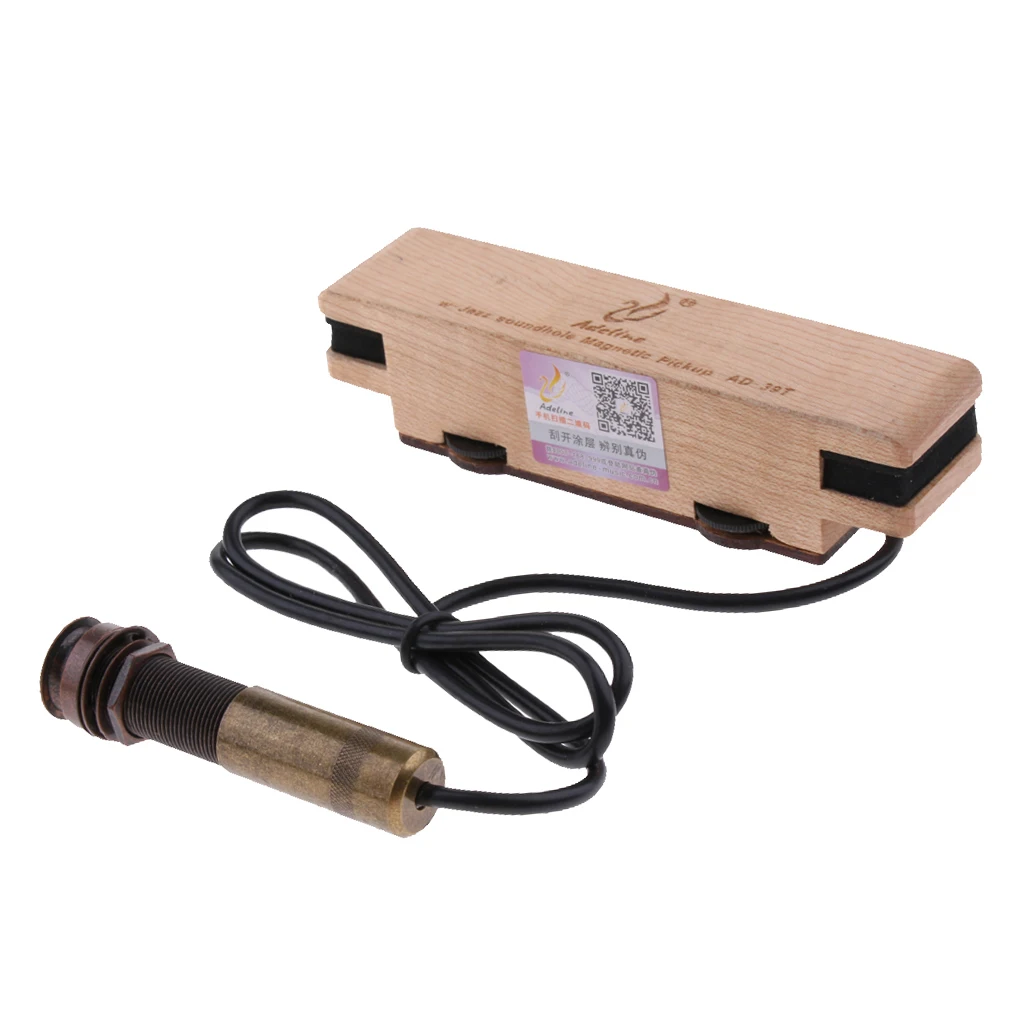 Ukulele Classical Guitar Sound Hole Pickup Preamp 2-Band EQ Equalizer Mahogany Tuner 10.5 x 2.5cm