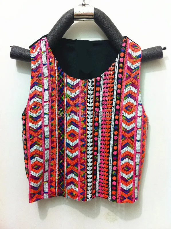 S M Women Camisole Geometric Printed Cropped heavy hand beaded sequined vest style harness Built
S M Women Camisole Geometric Printed Cropped heavy hand beaded sequined vest style harness Built