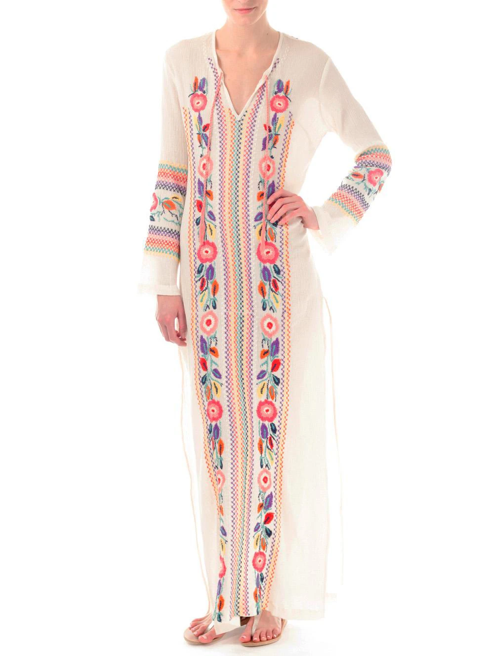 Summer Beach Long Dresses For Women White Embroidery V Neck Short Sleeve Placement Print Split Side Maxi Dress
Summer Beach Long Dresses For Women White Embroidery V Neck Short Sleeve Placement Print Split Side Maxi Dress