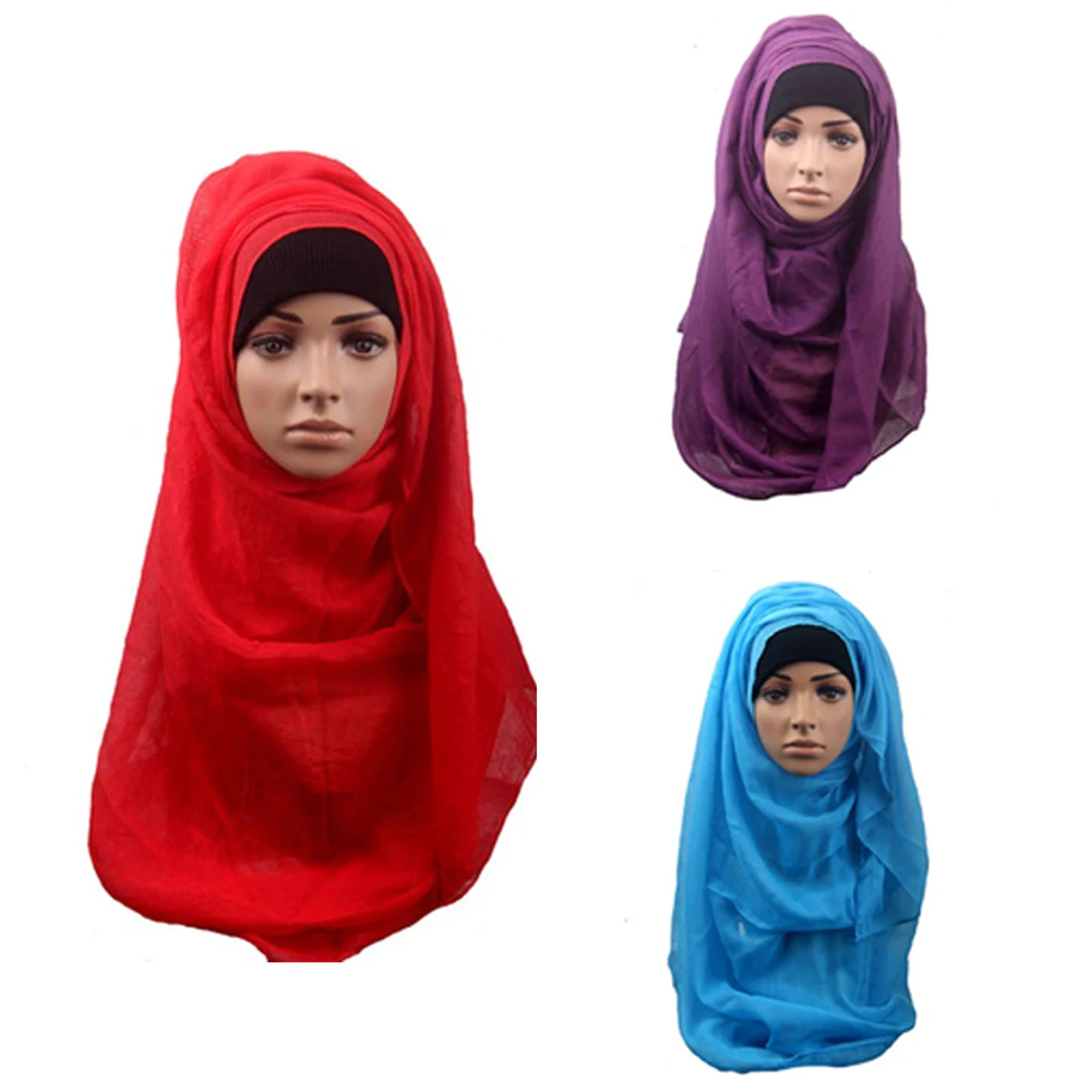 Мусульманский хиджаб для женщин сплошной цвет большой капюшон окружен марлевый