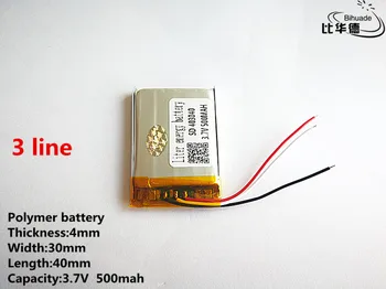 10pcs/lot 3 line Good Qulity 3.7V,500mAH,403040 Polymer lithium ion / Li-ion battery for TOY,POWER BANK,GPS,mp3,mp
10pcs/lot 3 line Good Qulity 3.7V,500mAH,403040 Polymer lithium ion / Li-ion battery for TOY,POWER BANK,GPS,mp3,mp