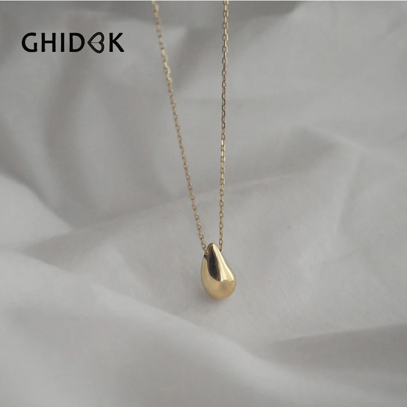 GHIDBK натуральная 925 стерлингового серебра с камнями в форме капли воды модное