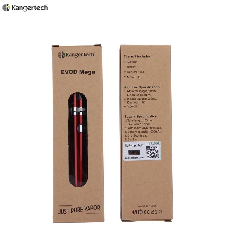 Kangertech EVOD MEGA Starter Kits 1900MAH battery 2.5ML dual coil atomizer original evod mega kit
Kangertech EVOD MEGA Starter Kits 1900MAH battery 2.5ML dual coil atomizer original evod mega kit