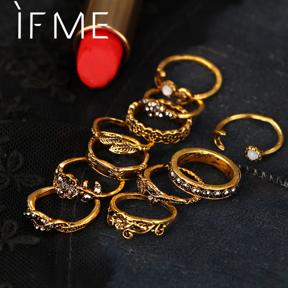 IF ME 11PCS/Set Vintage Ring Sets for Women Antique Gold Silver Color Punk Flower Leaf Moon Crystal Opal Stone Finger Jewelry
IF ME 11PCS/Set Vintage Ring Sets for Women Antique Gold Silver Color Punk Flower Leaf Moon Crystal Opal Stone Finger Jewelry