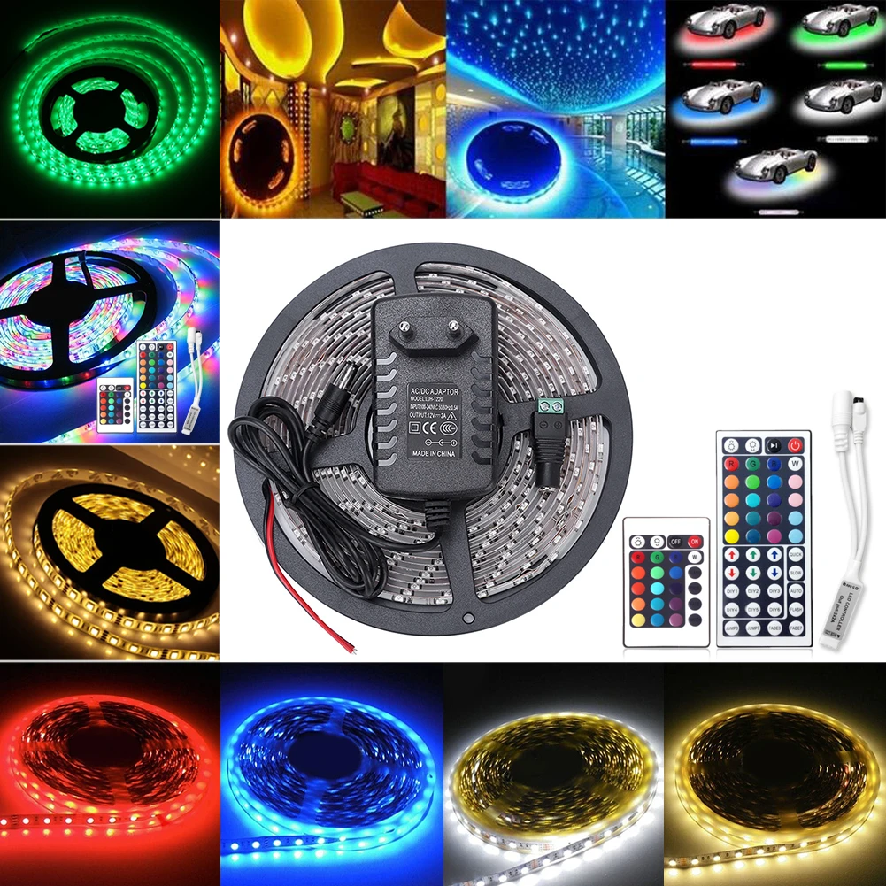 TSLEEN DC12V LED Strip 5 Meter Flexible light LED Strip Light RGB Color,LED Strip 5050 RGB 24/44Key controller+12V Power adapter
TSLEEN DC12V LED Strip 5 Meter Flexible light LED Strip Light RGB Color,LED Strip 5050 RGB 24/44Key controller+12V Power adapter