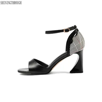 High heels Women Sandals Genuine Leather hoof Heels ankle strap gingham High Quality Women's Summer Shoes
High heels Women Sandals Genuine Leather hoof Heels ankle strap gingham High Quality Women's Summer Shoes