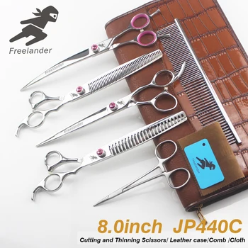 8 "Professional pet grooming kit, direct and thinning scissors and curved pieces 4 pieces.
8 "Professional pet grooming kit, direct and thinning scissors and curved pieces 4 pieces.
