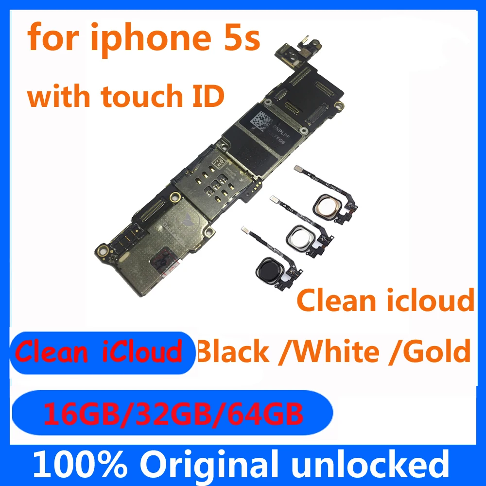 16GB 32GB 64GB Original Unlocked Motherboard for iphone 5s Clean icloud mainboard with / No Touch ID Top quality logic board
16GB 32GB 64GB Original Unlocked Motherboard for iphone 5s Clean icloud mainboard with / No Touch ID Top quality logic board