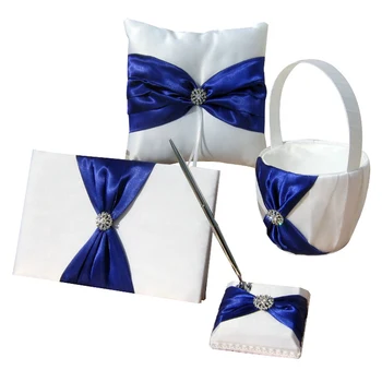 4Pcs/set Royalblue Satin Wedding Decoration Top quality Ring Pillow+Flower Basket+Guest Book+Pen Set bride Products Supplies
4Pcs/set Royalblue Satin Wedding Decoration Top quality Ring Pillow+Flower Basket+Guest Book+Pen Set bride Products Supplies