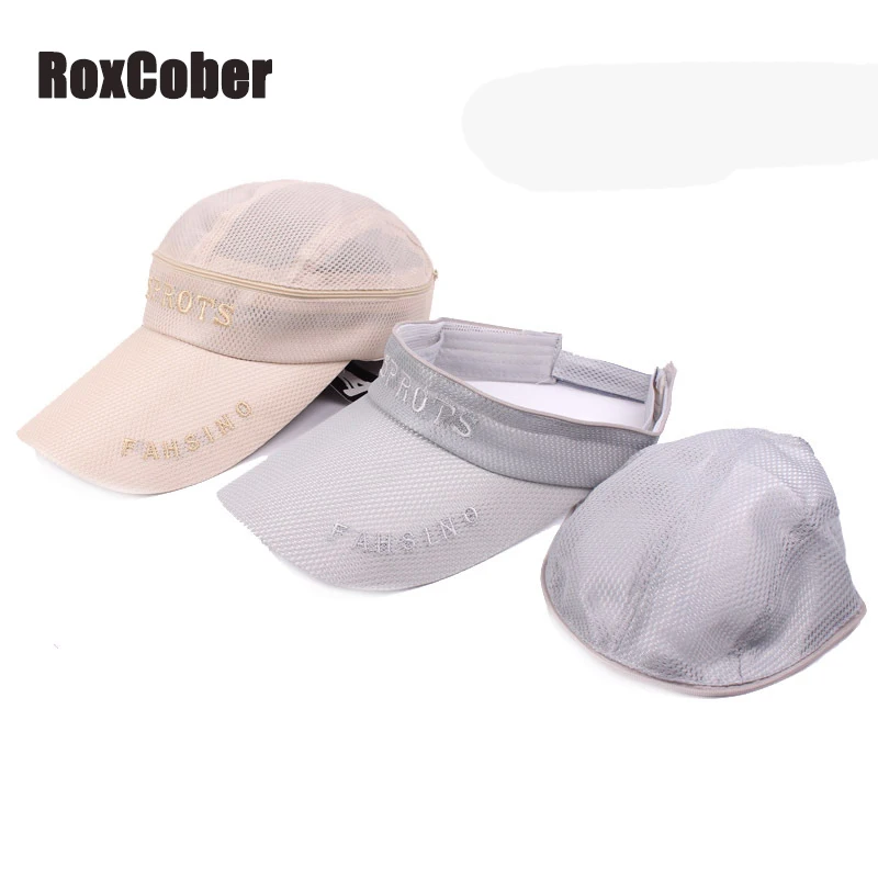 RoxCober Summer Unisex Mesh breathable Baseball Caps Empty top hat Snapback Quick drying Visors Detachable hats | Аксессуары для