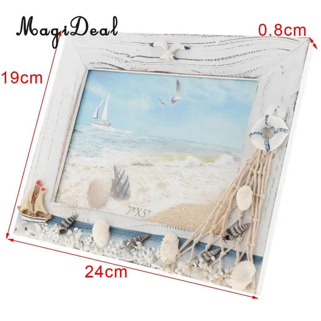 Chic Wooden Photo Picture Frame Family Wedding Photo Holder for Home Wedding Beach Hut Cottage Decoration