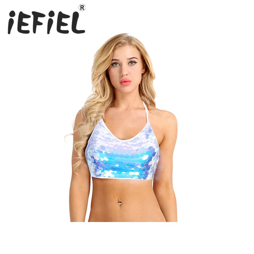 iEFiEL Fashion Women Sequins Backless Sleeveless Halter Strappy Rave Crop Top Dance Festival Clubwear Beach Party Crop Tank Tops
iEFiEL Fashion Women Sequins Backless Sleeveless Halter Strappy Rave Crop Top Dance Festival Clubwear Beach Party Crop Tank Tops