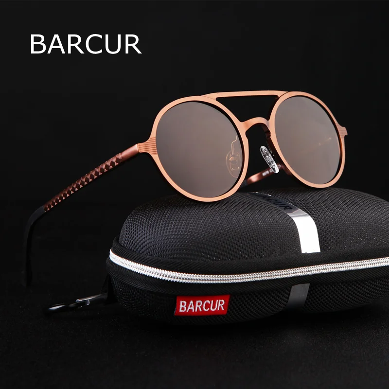 BARCUR Steampunk Round Sunglasses Retro Aluminum Sunglasses BC8888 BARCUR Steampunk Round Sunglasses Retro Aluminum Sunglasses BC8888
