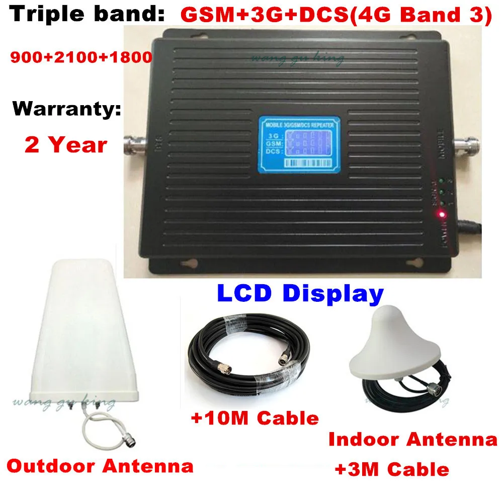 

2G 3G 4G GSM 900 DCS 1800 3G WCDMA 2100 MHz Tri Band Mobile Cell Phone Cellular Network Signal Booster Amplifier Signal Repeater