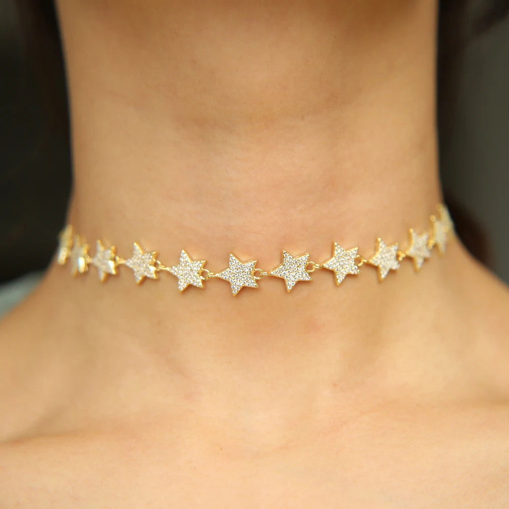 Top Sell silver gold color AAA cz Micro Pave Zircon Star choker Chain christmas gift Necklaces & Sparkling stars For Women
Top Sell silver gold color AAA cz Micro Pave Zircon Star choker Chain christmas gift Necklaces & Sparkling stars For Women
