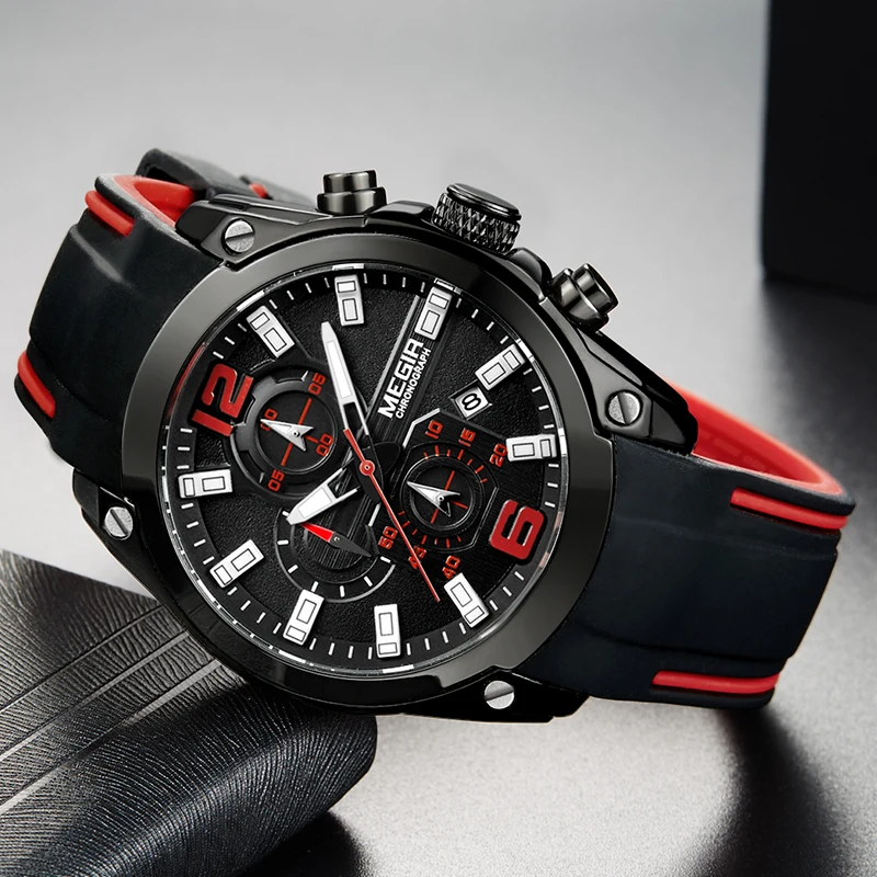 Megir Men's Chronograph Analog Quartz Watch with Date, Luminous Hands, Waterproof Silicone Rubber Strap Wristswatch for Man
Megir Men's Chronograph Analog Quartz Watch with Date, Luminous Hands, Waterproof Silicone Rubber Strap Wristswatch for Man