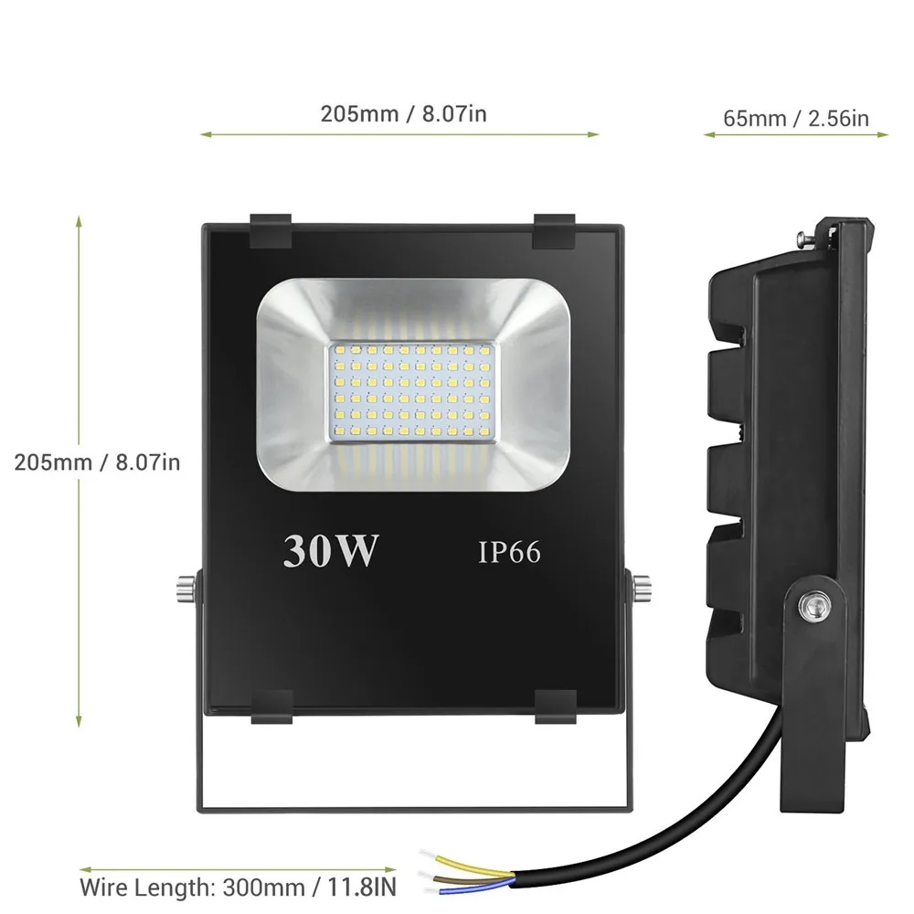 30W LED Flood Lights Waterproof Outdoor Security Lights ,100W HPS Bulbs Equivalent,3000lm,5000K Daylight White,Non-dimmable,Floodlight (5)
