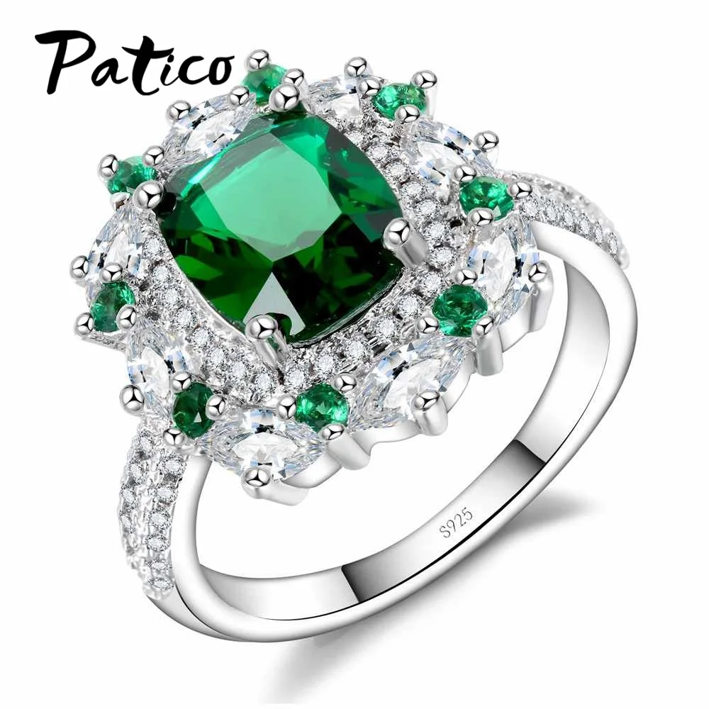 PATICO Top Square AAA CZ Zirconia Jewelry Real S90 Silver Wedding Rings For Women Green&Clear Crystal Anillos Party
PATICO Top Square AAA CZ Zirconia Jewelry Real S90 Silver Wedding Rings For Women Green&Clear Crystal Anillos Party