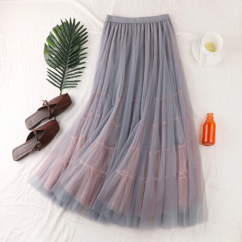 Spring High Waist Spliced Tulle Skirt Long Pleated Women's Skirts Lace Mesh Tutu Skirt Fashion Summer Plus Size Woman Skirts
Spring High Waist Spliced Tulle Skirt Long Pleated Women's Skirts Lace Mesh Tutu Skirt Fashion Summer Plus Size Woman Skirts