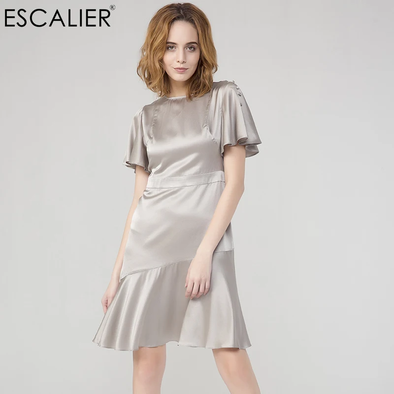 ESCALIER 100%Silk Casual Dresses Women Senior Silver Slim Sexy Butterfly Sleeve Silk Dress
ESCALIER 100%Silk Casual Dresses Women Senior Silver Slim Sexy Butterfly Sleeve Silk Dress