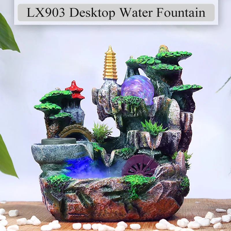 Water Fountain Indoor Desk Tabletop Air Humidifier Relaxation Home Office Decor