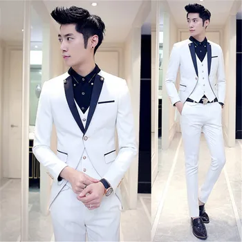 2019 New White Slim Fit Groom Tuxedos Navy Blue Lapel 3 Piece Mens Wedding Prom Dinner Suits (Jacket+Pants+Vest) terno masculino
2019 New White Slim Fit Groom Tuxedos Navy Blue Lapel 3 Piece Mens Wedding Prom Dinner Suits (Jacket+Pants+Vest) terno masculino