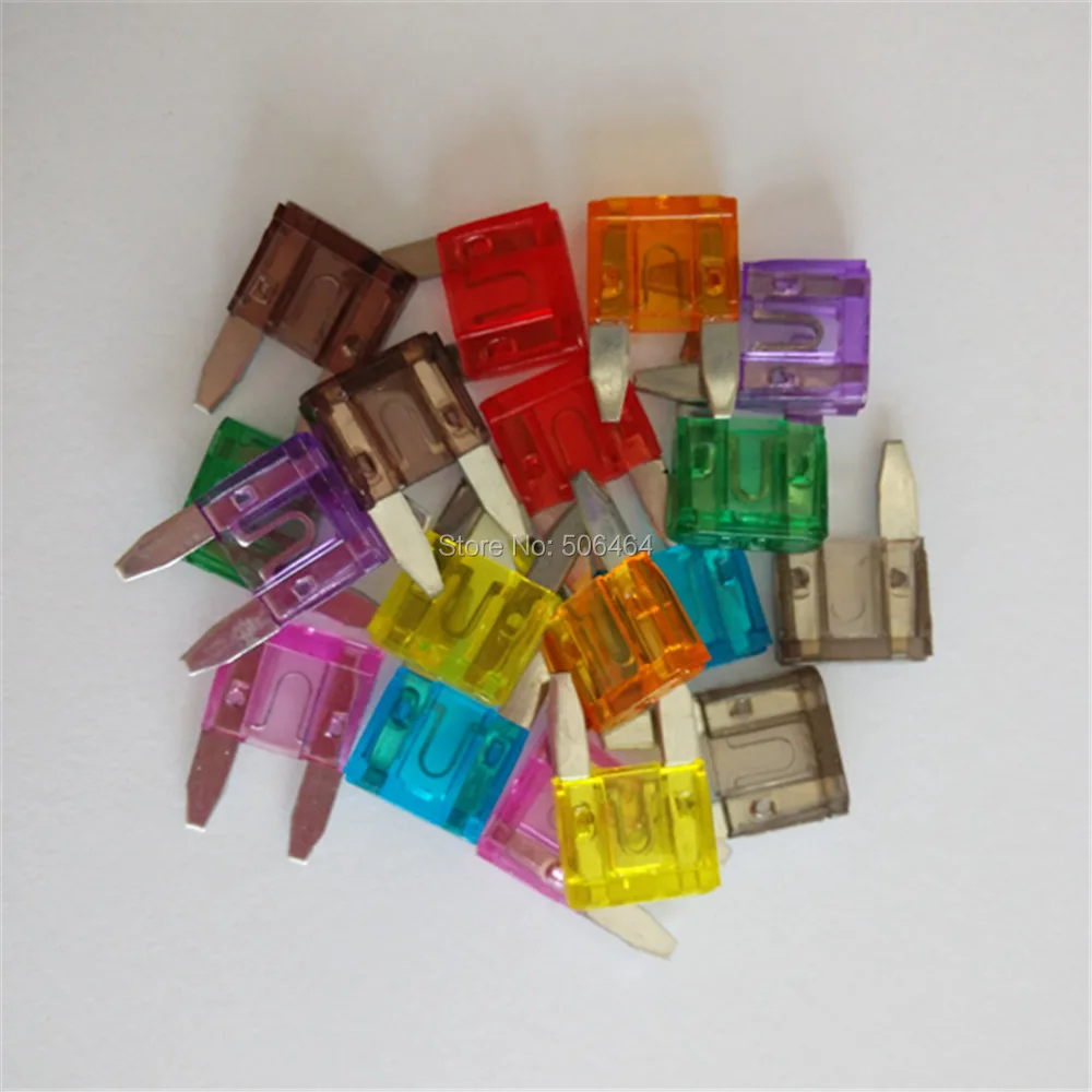 

50pcs small blade fuse Automotive Car FUSES Assortment Kit ATM MINI Blade Fuse 2A 3A 5A 7.5A 10A 15A 20A 25A 30A 35A+BoX