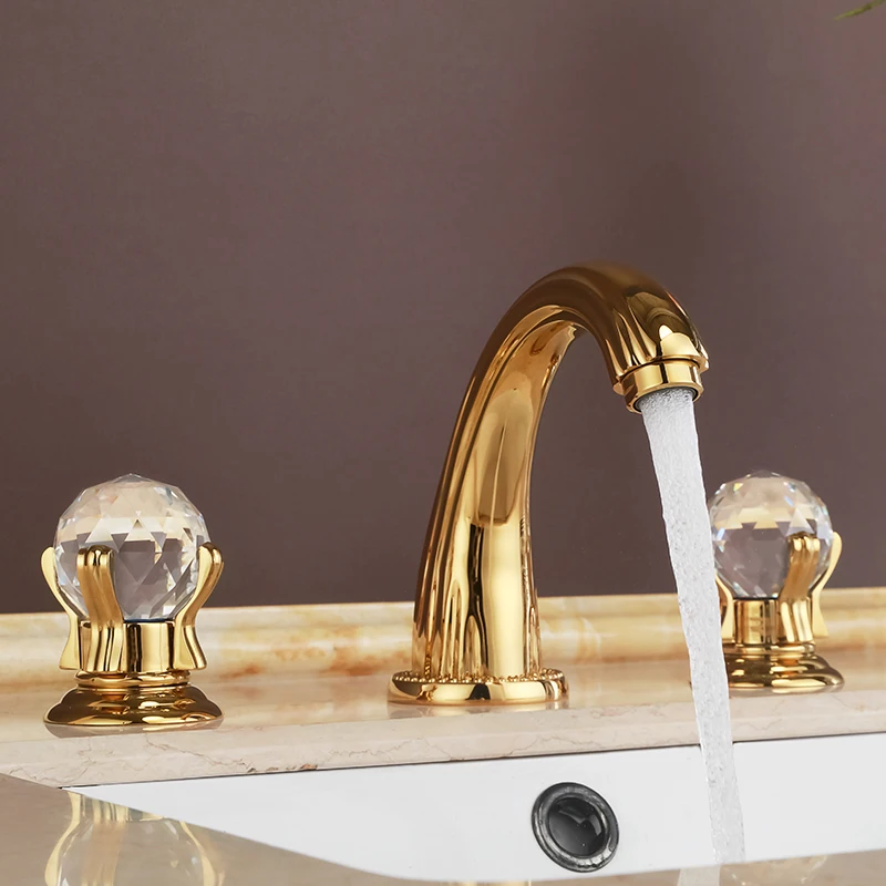 Gold PVD 8 inch 3 Holes widespread bathroom Lavatory Sink faucet Crystal handles mixer tap deck mounted high quality brass
Gold PVD 8 inch 3 Holes widespread bathroom Lavatory Sink faucet Crystal handles mixer tap deck mounted high quality brass